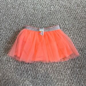 Garanimals Baby Girl Neon Orange Tulle Tutu Skirt Silver Glitter Size 6-9 Months